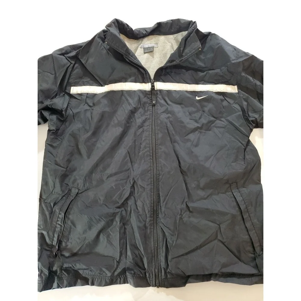 Vintage Nike Jacket‎ Size XL Black Track Windbreaker Zip Up Swoosh Athletic Y2K